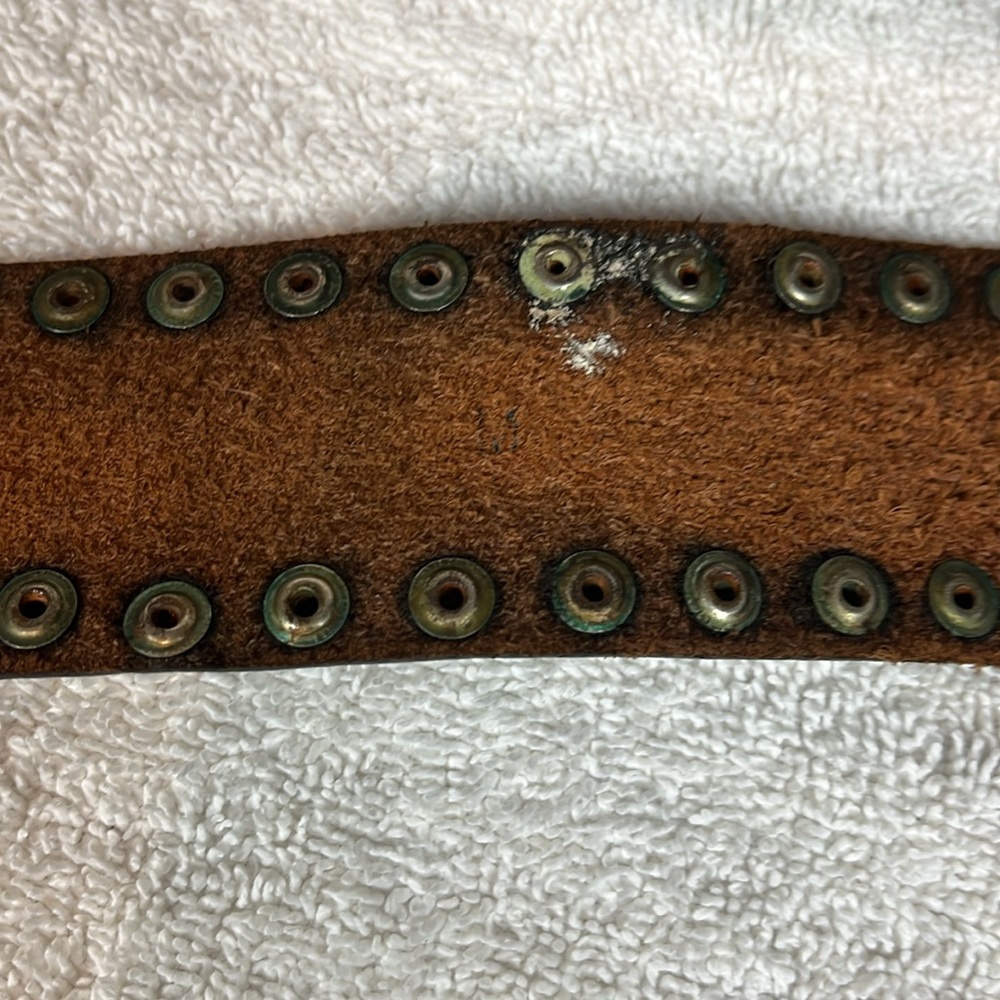 Fully Tooled Grommets Leather Belt Vintage white flower Western Cowgirl - Picture 6 of 12